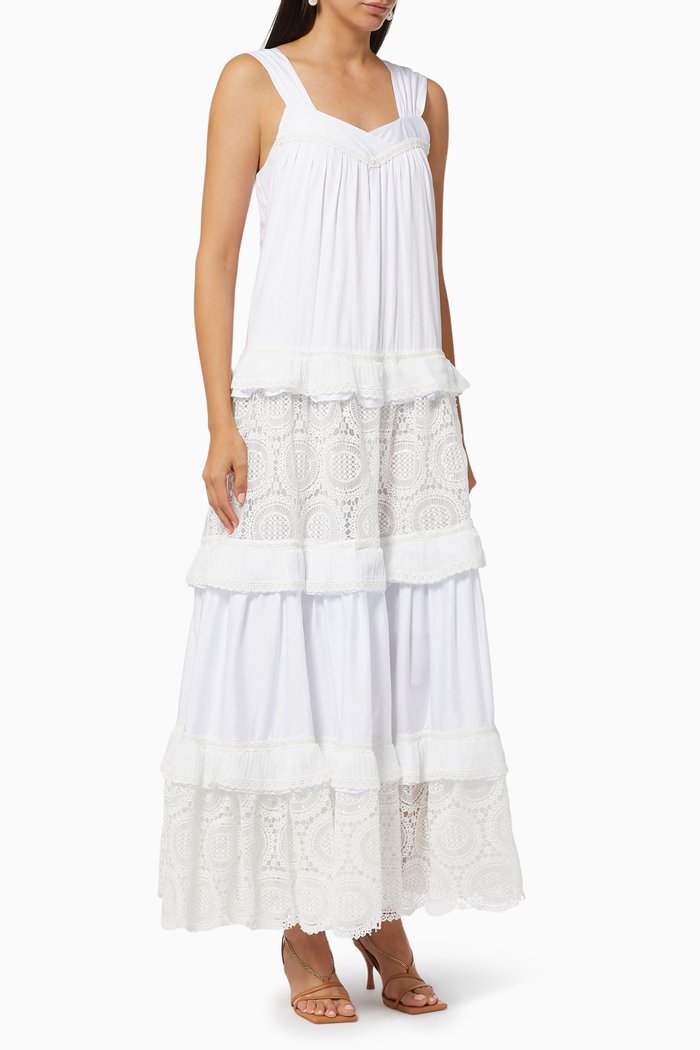 

Maxi Dress in Crochet & Cotton, White