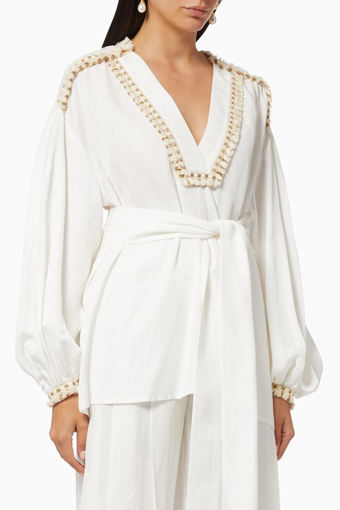 

Tunic Blouse in Viscose Linen, White