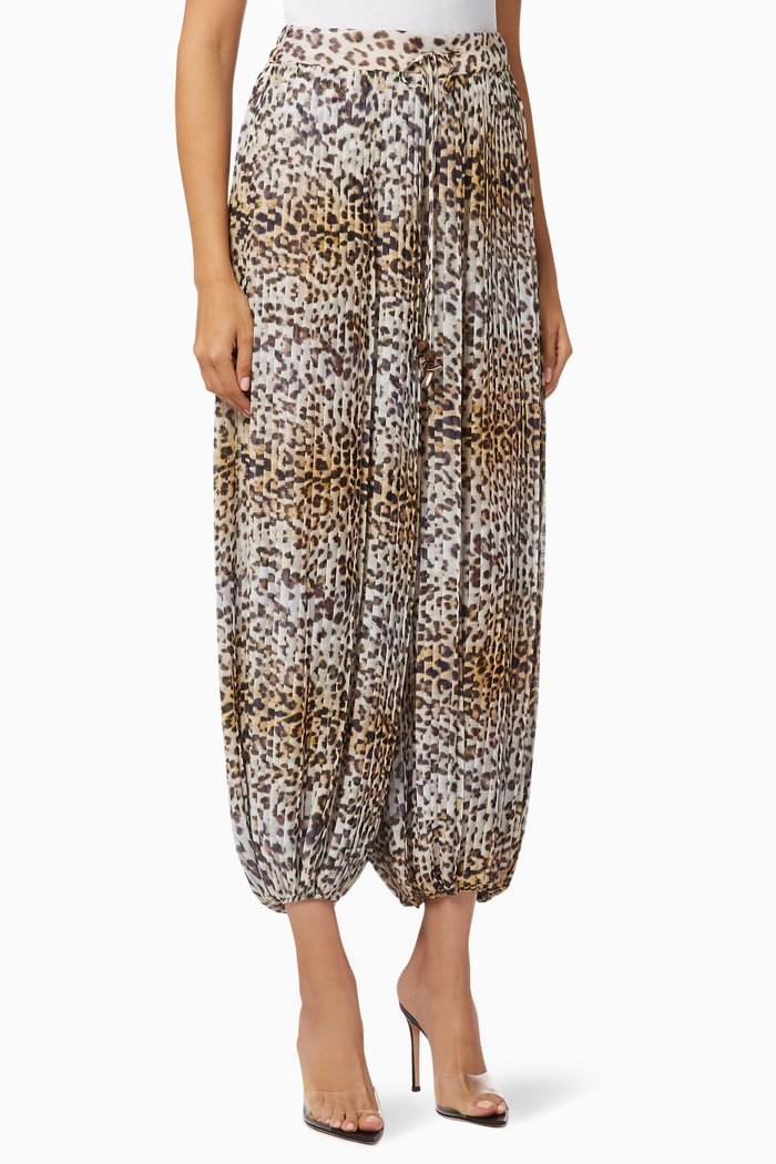 

Salwar Pants in Pleated Leopard Chiffon, Neutral