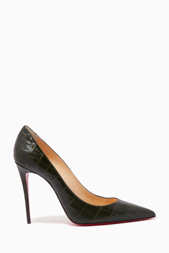 

Kate 100 Pumps in Alligator Embossed Leather, Green