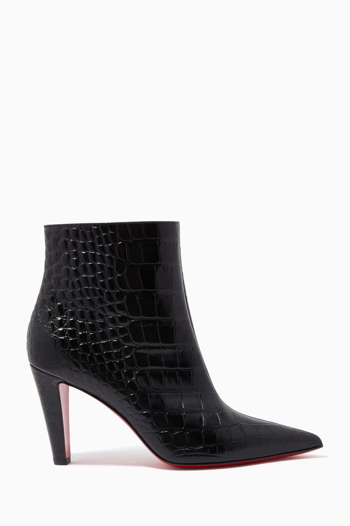 

Slimini 85 Ankle Boots in Alligator Embossed Leather, Black