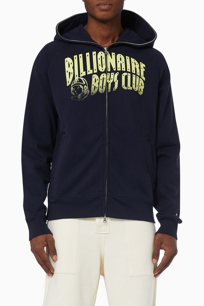 

Arch Logo Gradient Zipped Hoodie in Cotton Jersey, Blue