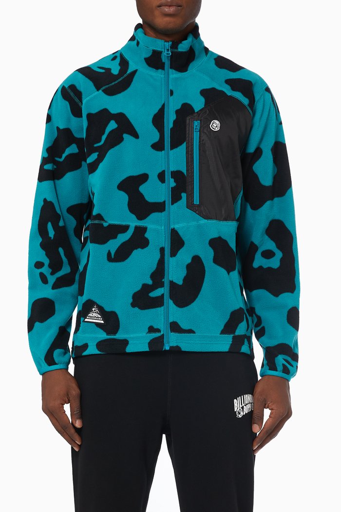 

Leopard Print Zip-up Jacket in Fleece, Blue