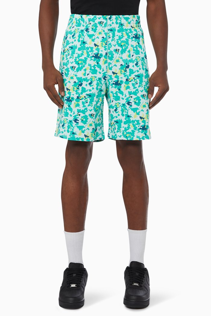 

Camo Print Shorts in Cotton Jersey, Blue
