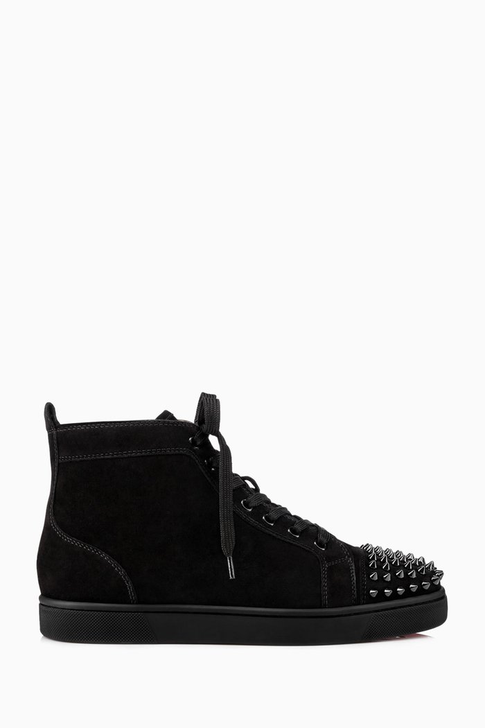 

Lou Spikes High-top Sneakers in Suede, Black