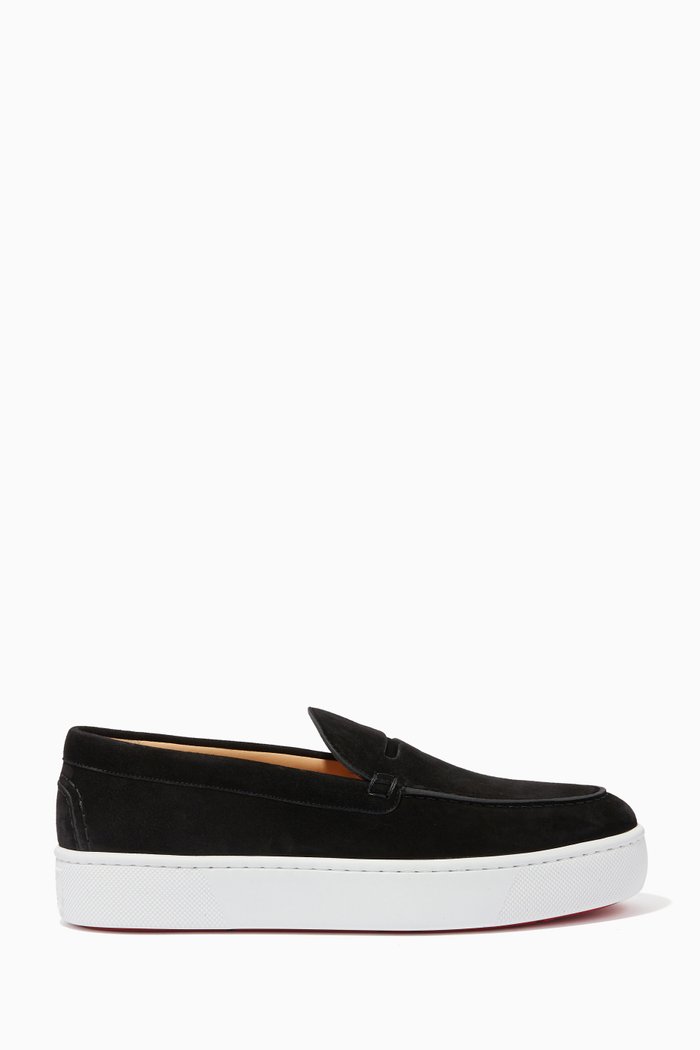 Paqueboat Flats in Veau Velours, Black