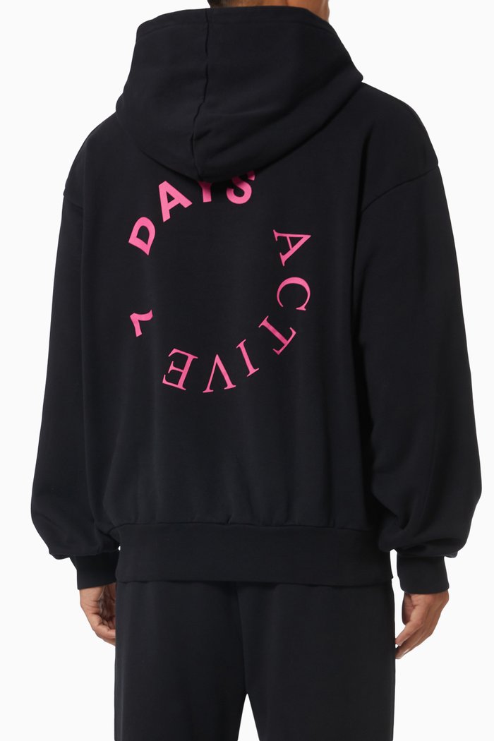 

Oversized Logo Hoodie in Organic Cotton Fleece, Black