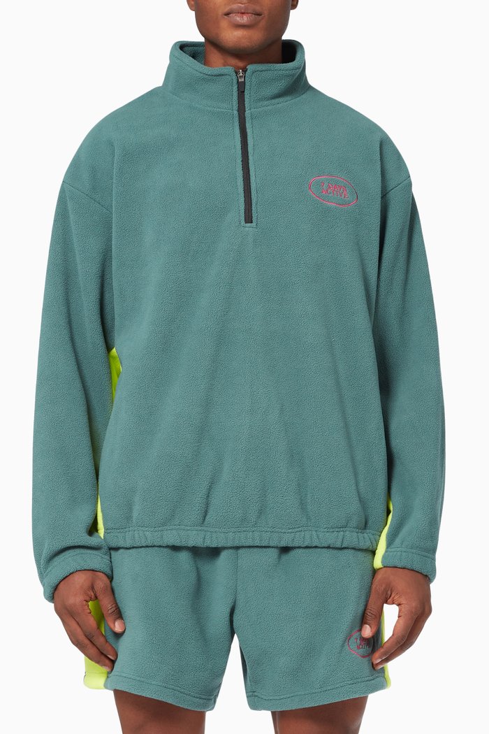 

Half-zip Pullover in Fleece, Green