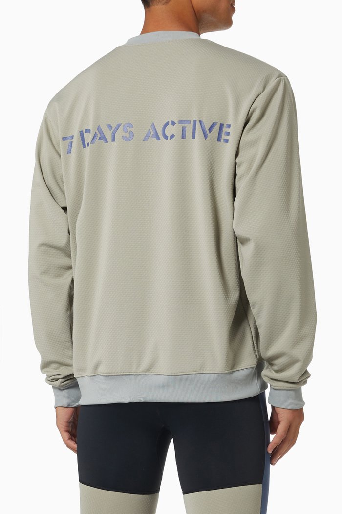 

Crewneck Long Sleeve T-shirt in Stretch Technical Blend, Grey