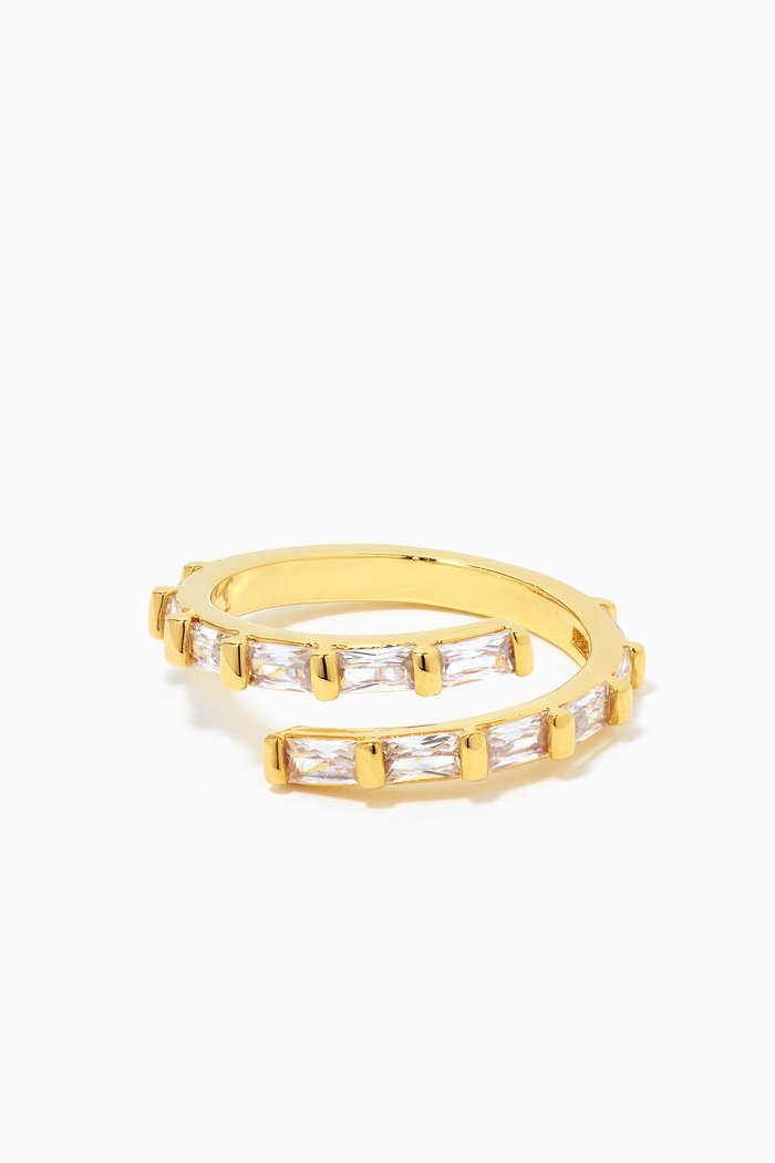 

Pavé Baguette Open Ring, Gold