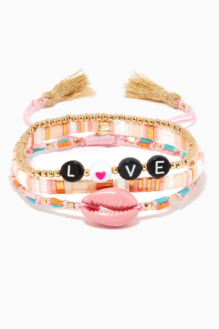 

Handmade Love Bracelet, Set of 3, Pink