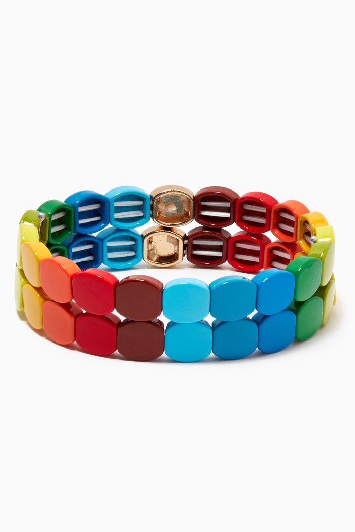 

Handmade Alloy Bracelet, Set of 2, Multicolour