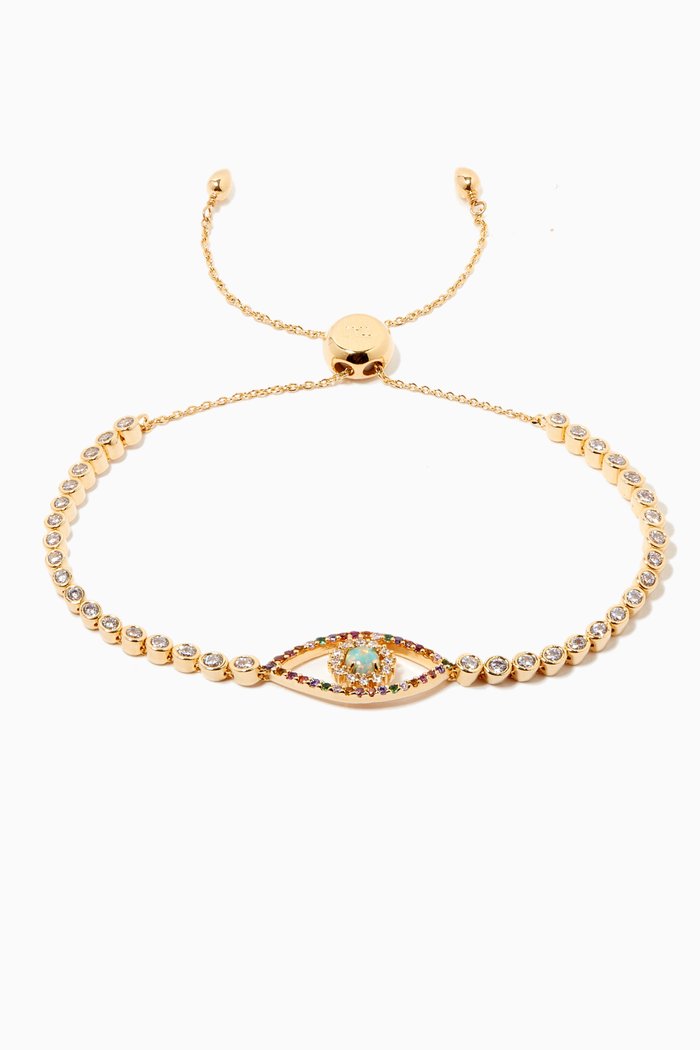 Evil Eye Bolo Tie Bracelet, Gold