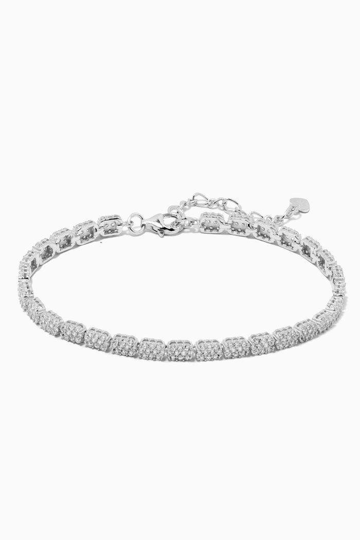 

Oval Pave Tennis Bracelet, Silver