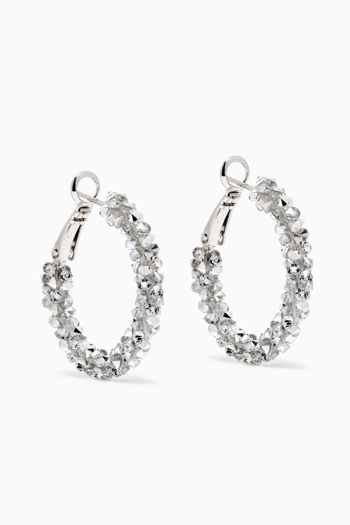 Pavé Candy Hoop Earrings, Silver