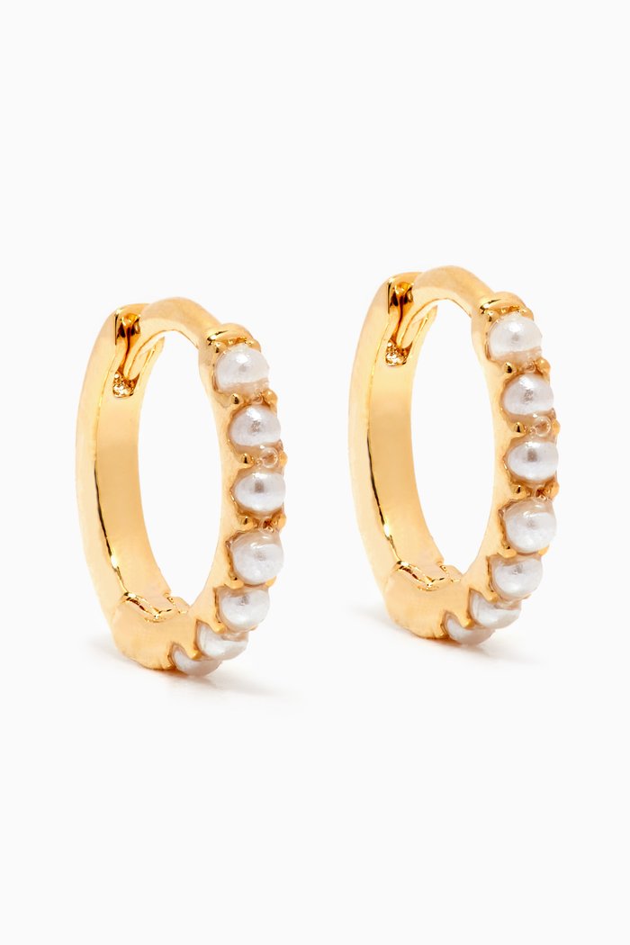

Pearl Bead Huggies, Gold