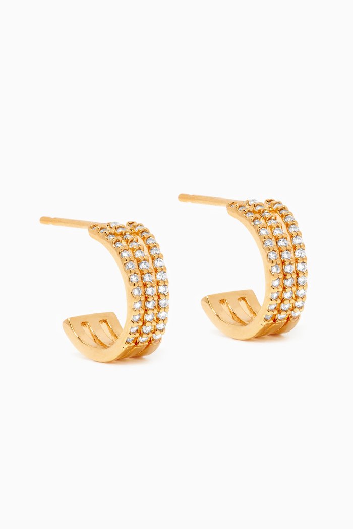 

Three Strand Hoop Earrings, Gold