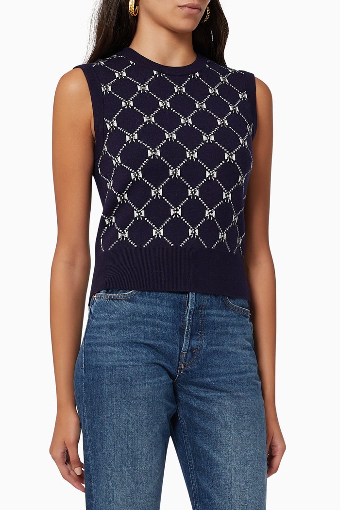 

Milia Pullover in Bow Jacquard, Green