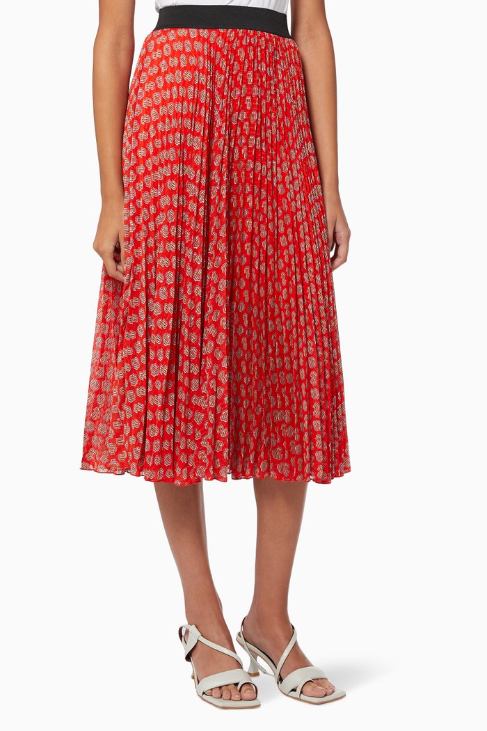 Jungmono Printed A-line Skirt, Red