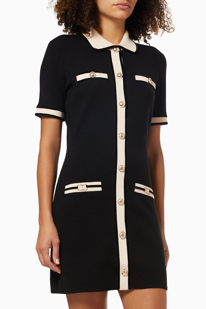 

Raveny Dress in Contrasting Knit, Black