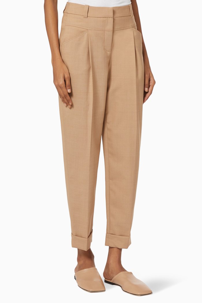 

Pala High-waisted Carrot Pants in Wool Blend, Brown