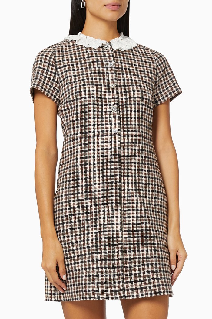 

Ritae Check Pattern Shift Dress, Brown
