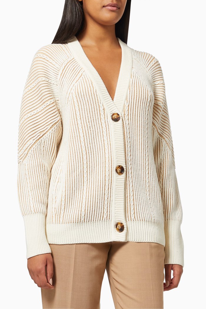 

Mila Ribbed Cardigan in Wool, Multicolour