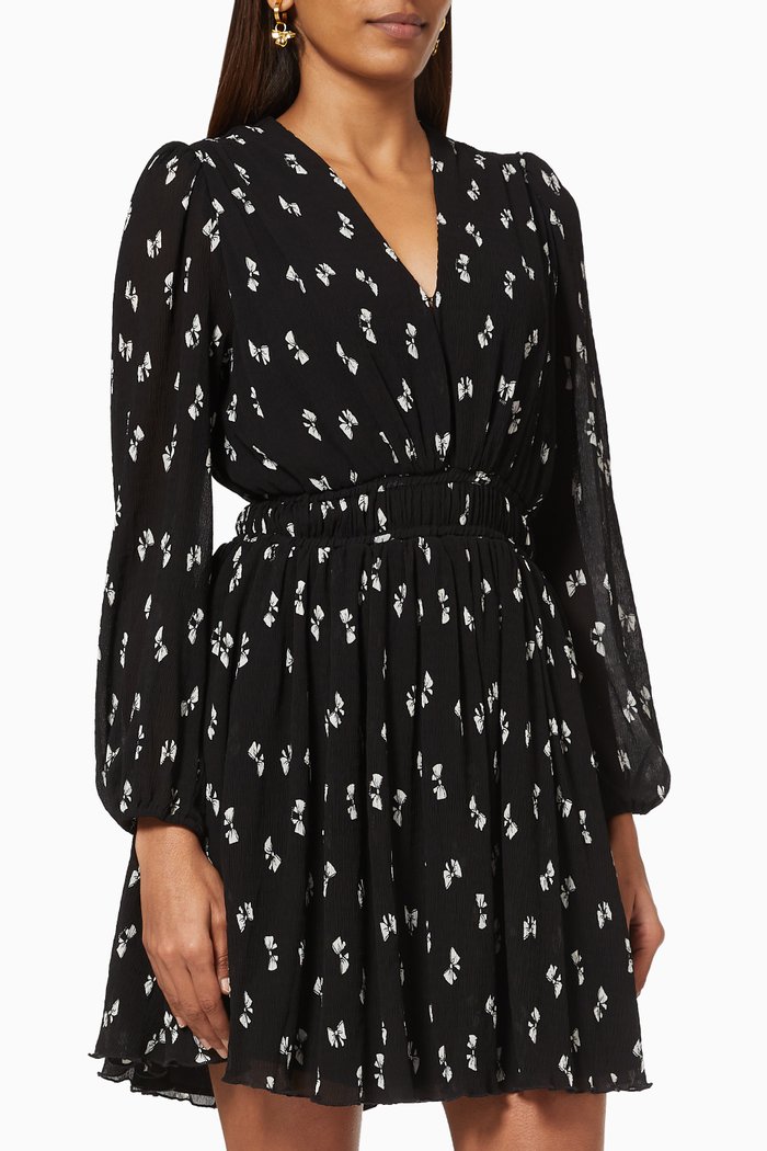 

Rionana Bow Print Midi Dress, Black