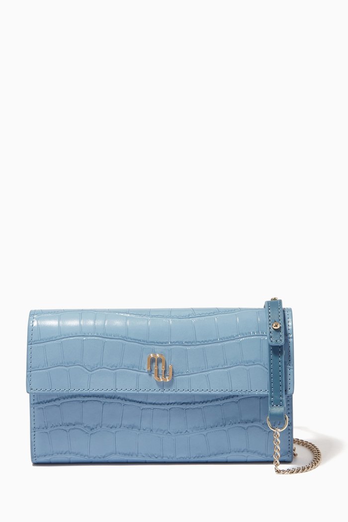 

220 C Walk Belt Bag in Croc-embossed Leather, Blue