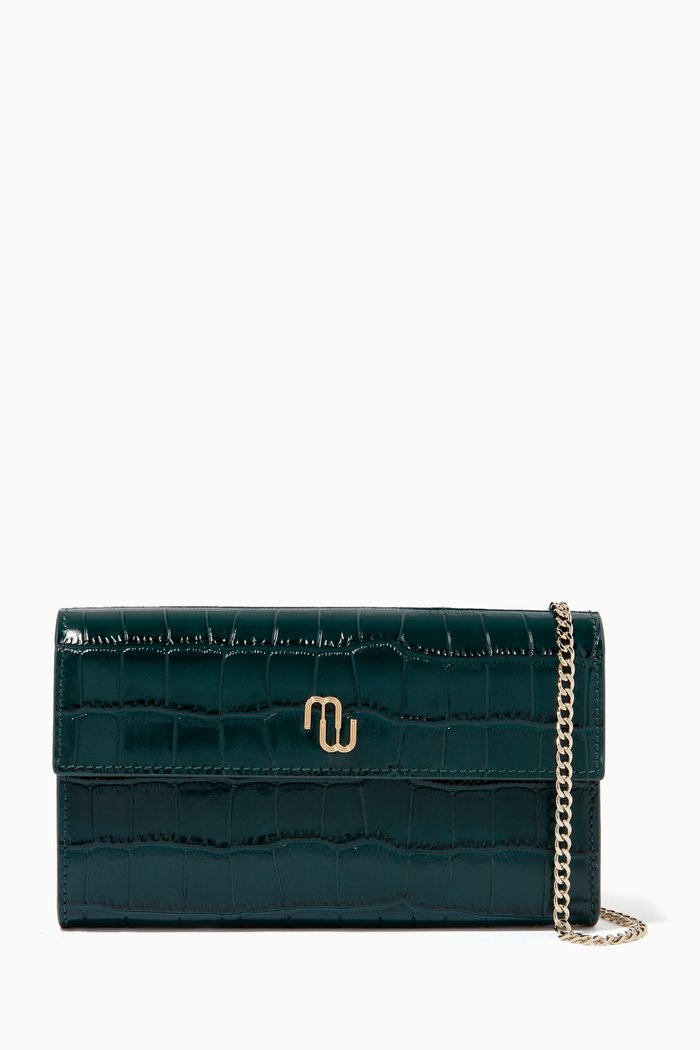 

220 C Walk Belt Bag in Croc-embossed Leather, Green