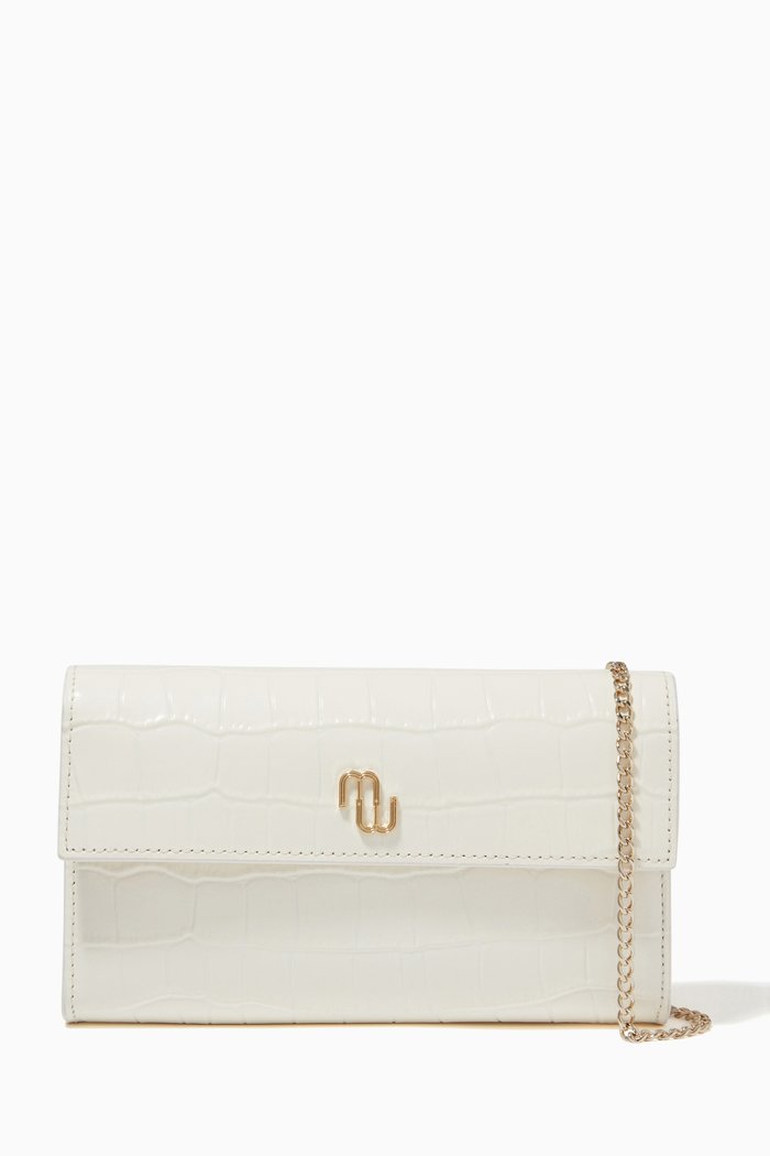 

220 C Walk Belt Bag in Croc-embossed Leather, White