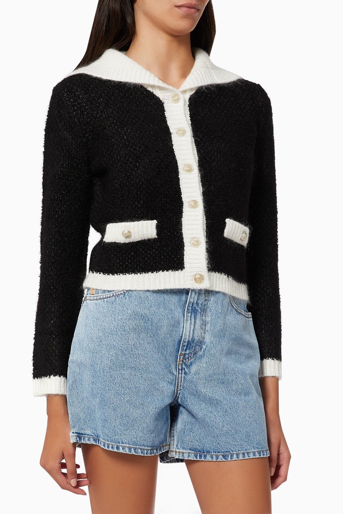 

Mutine Cardigan with Contrasting Sailor Collar, Black