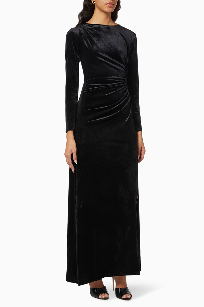 

Cut Out Dress in Velvet, Black