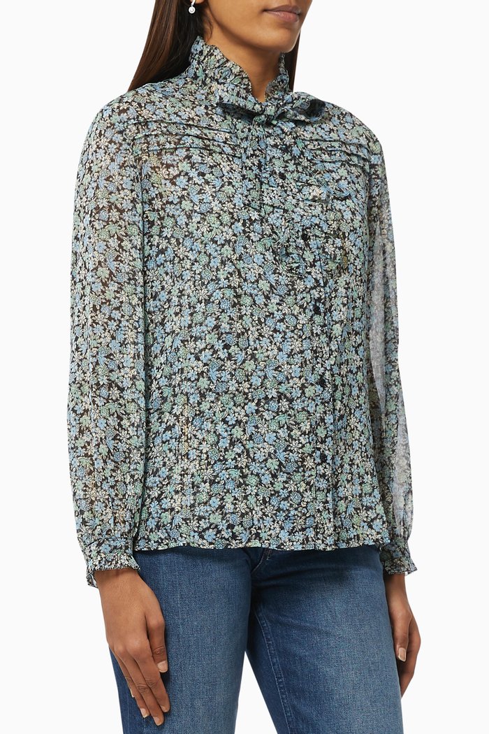 

Printed Shirt in Lurex Chiffon, Green