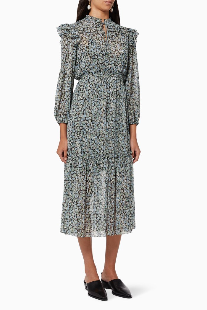 

Renaza Printed Dress in Lurex Chiffon, Green