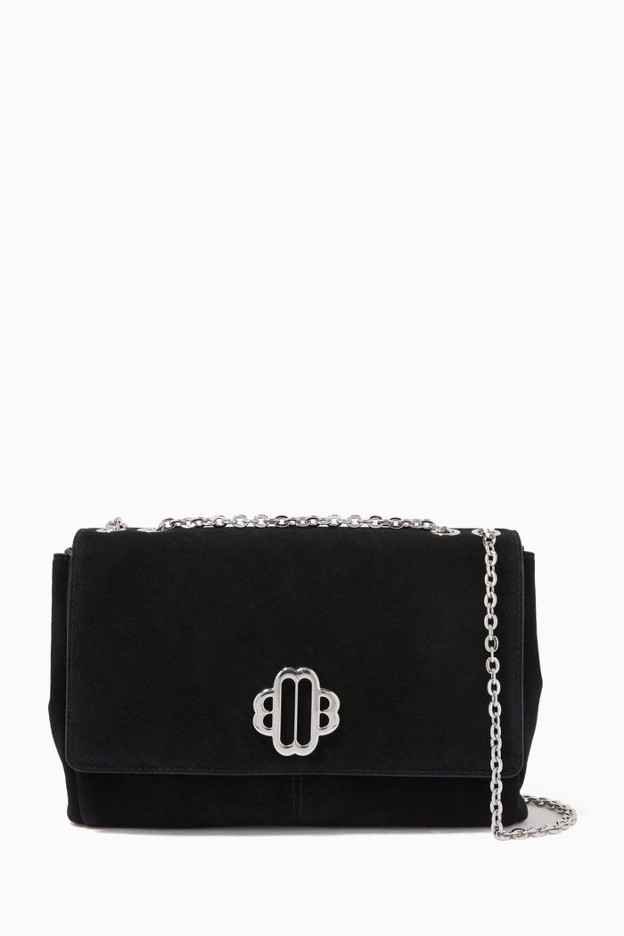 

Cloversoft Chain Strap Bag in Suede, Black