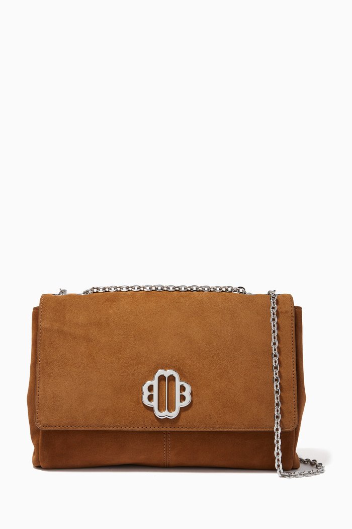 

Cloversoft Chain Strap Bag in Suede, Brown