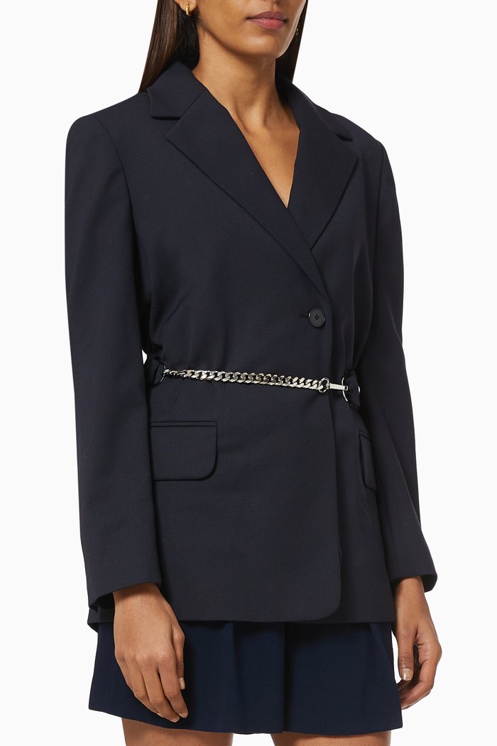 Tailored Jacket with Chain Belt, Green