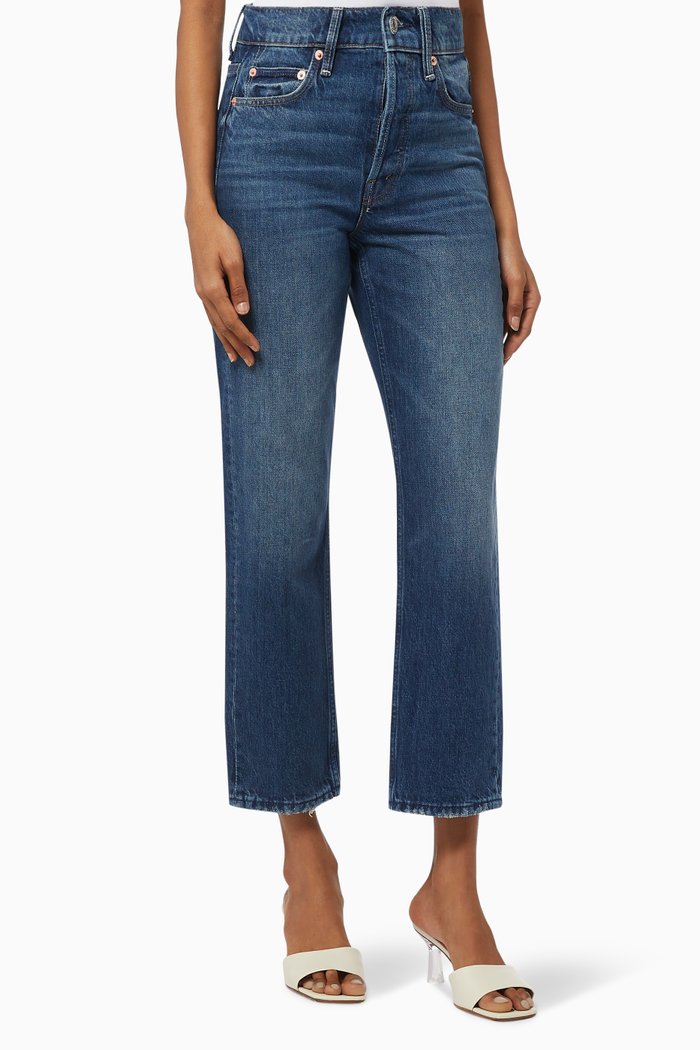 Polly Cropped Jeans in Cotton, Blue