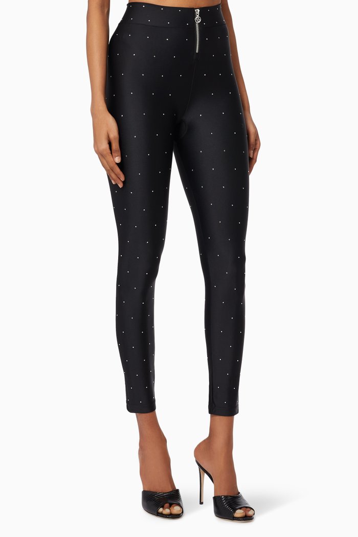 

Palace Leggings with Rhinestones in Stretch Satin, Black
