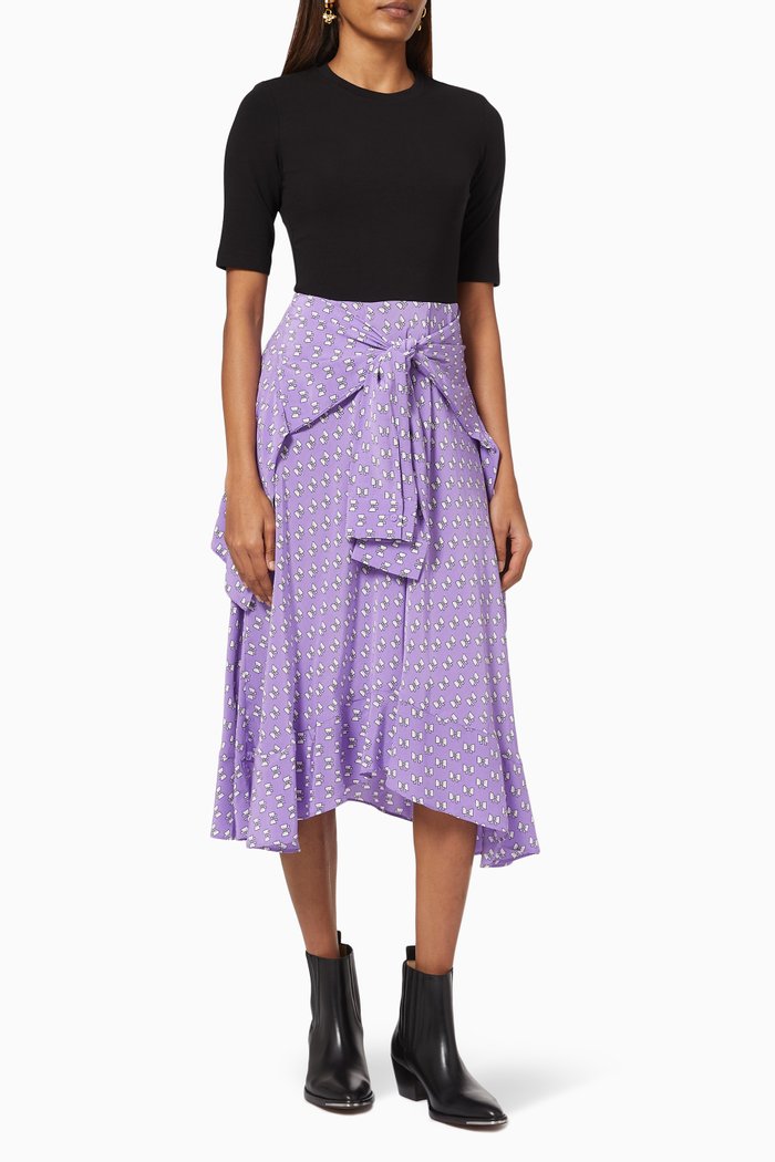 

Trompe L’oeil Dress with Bow Print, Purple