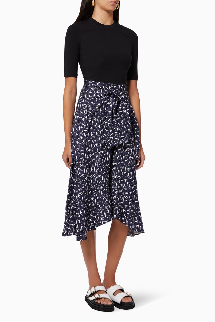 

Rapral Trompe L’oeil Dress with Horse Print, Blue