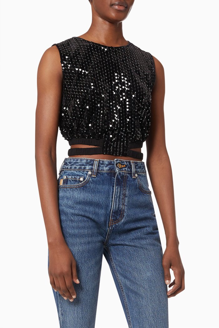 

Lassul Sequin Embellished Crop Top, Black