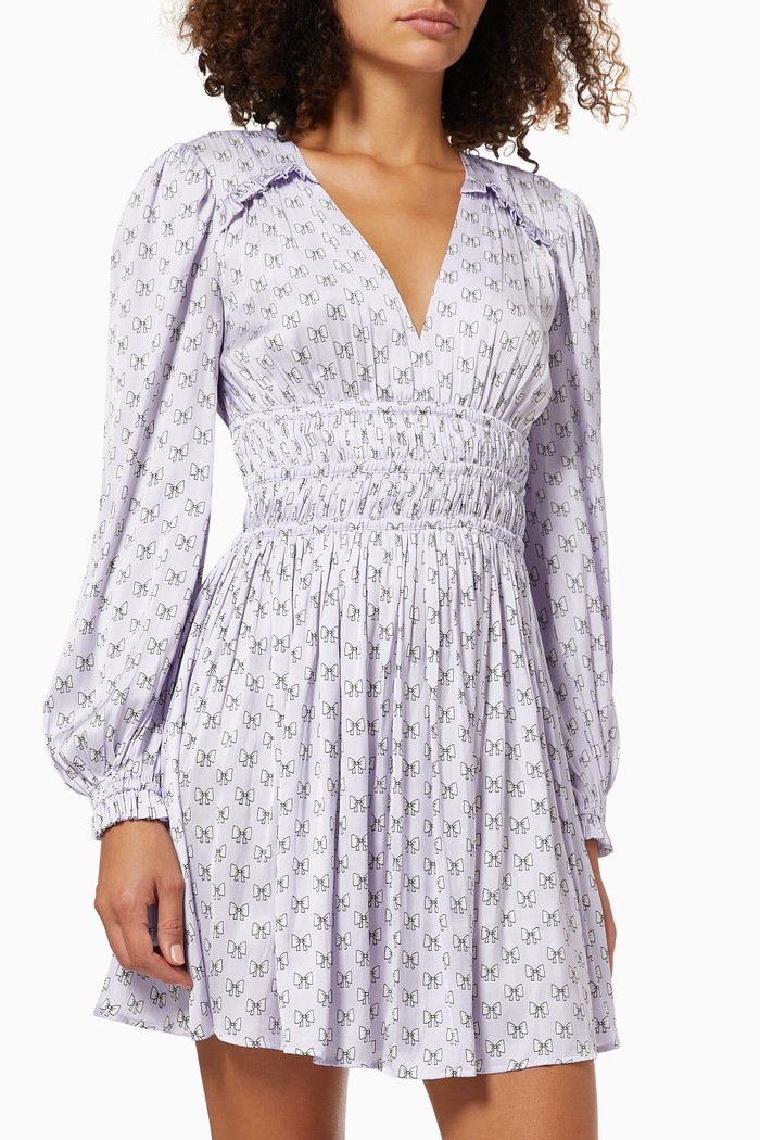 

Rianne Bow Print Dress in Viscose, White