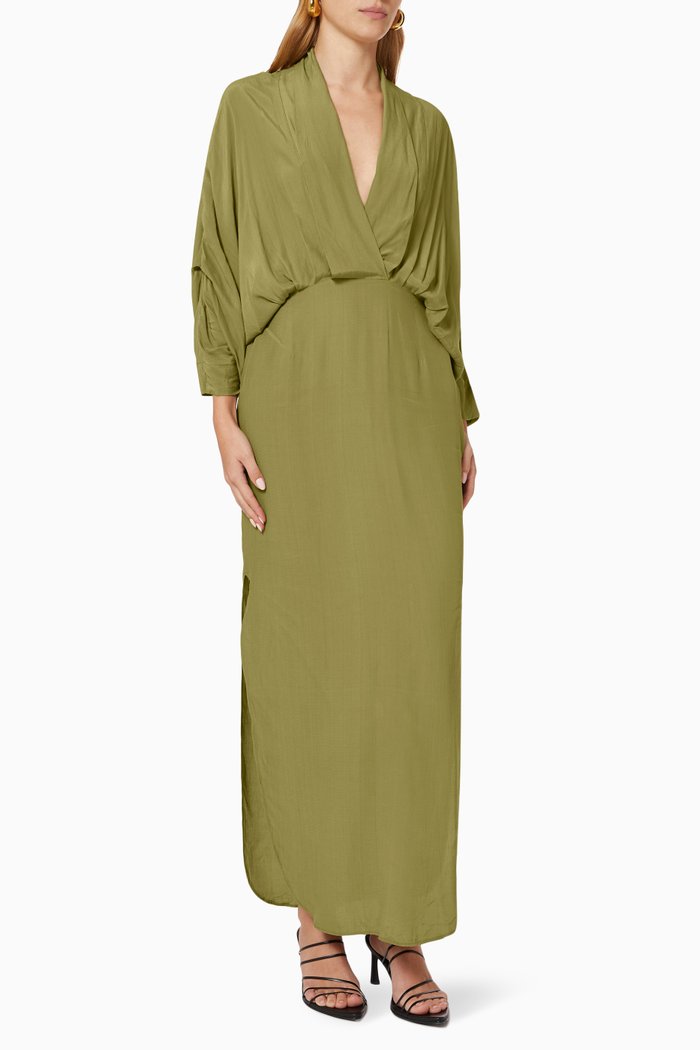 Plunge Dress in Sustainable Rayon, Green