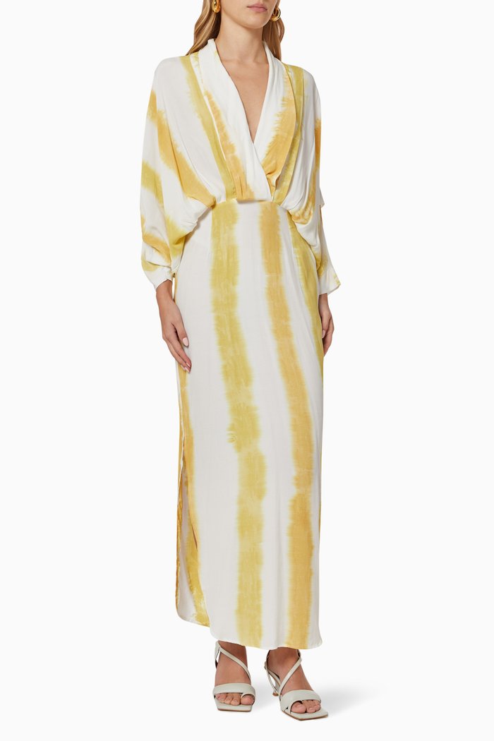 

Tie-dyed Plunge Dress in Sustainable Rayon, Yellow