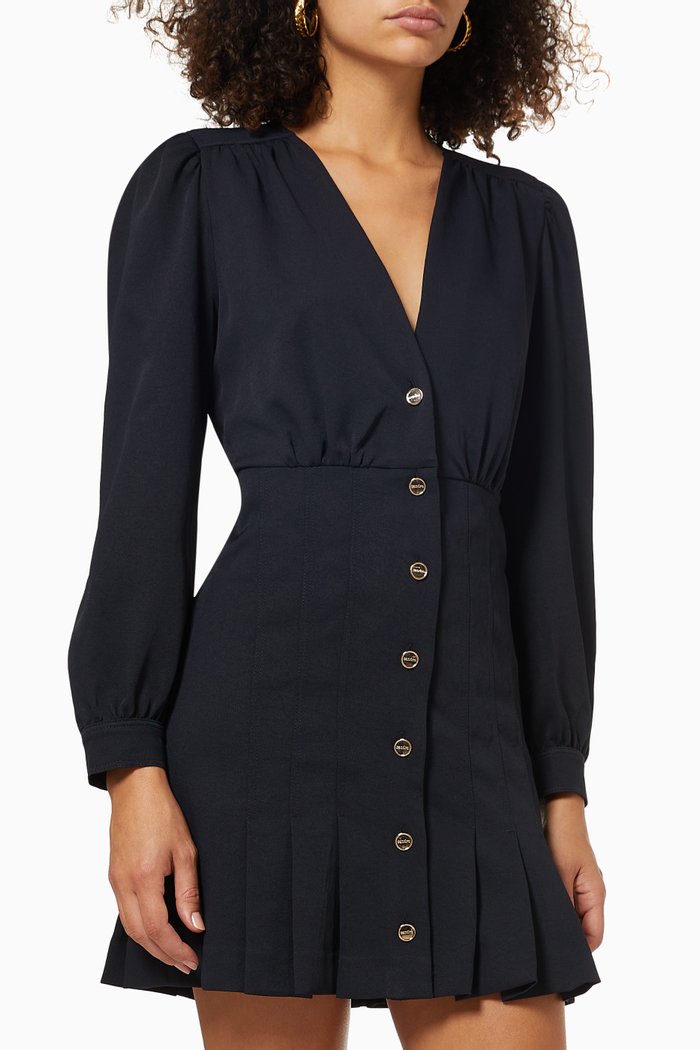 

Press Stud Mini Dress in Poplin, Blue
