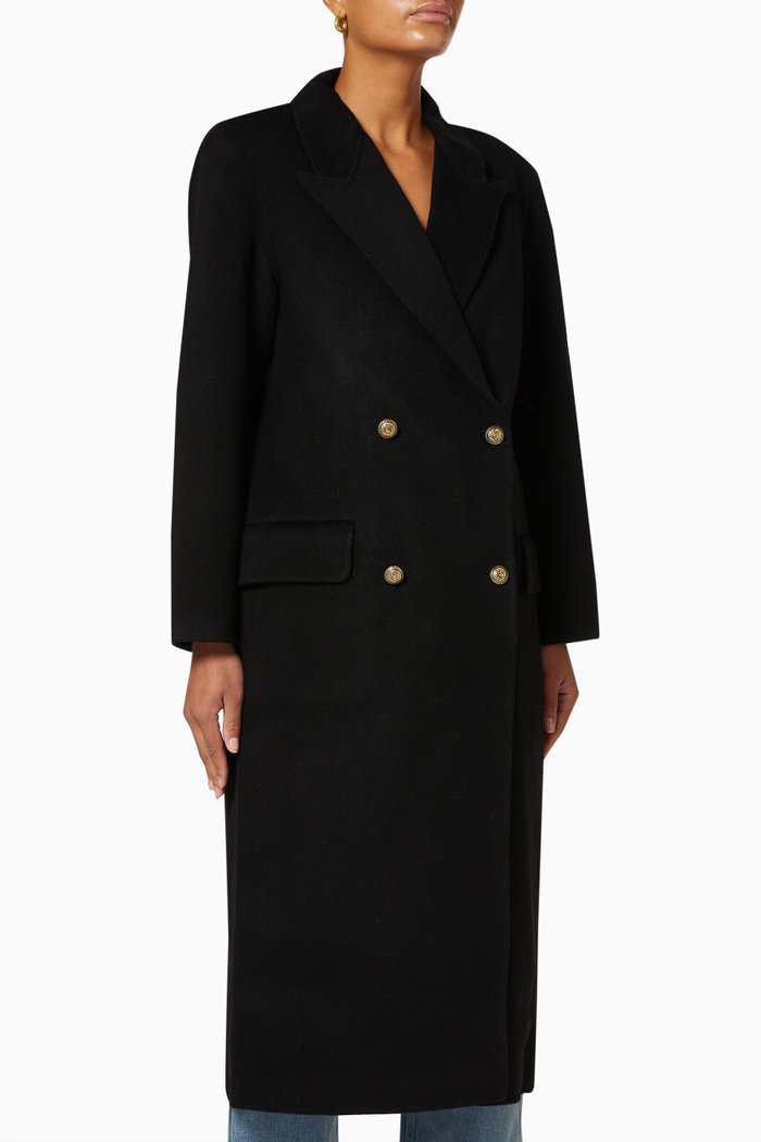 

Long Double-faced Coat in Wool, Black