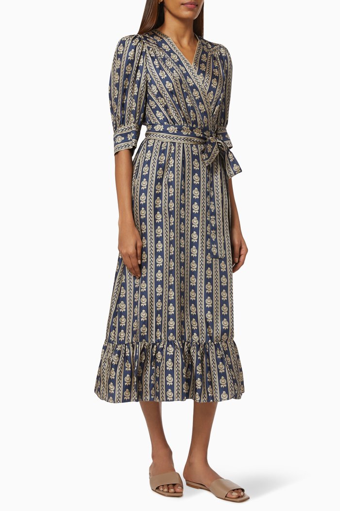 

Printed Wrap Dress, Blue