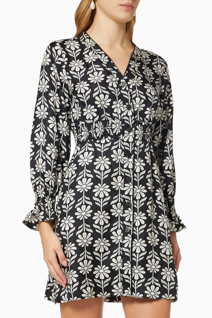 

Mini Dress in Floral Silk, White